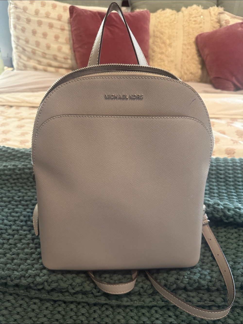 Michael Kors Taupe Saffiano Mini Backpack